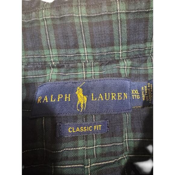 Ralph Lauren  Blue/Green Plaid Button Up Shirt Size XXL NWT - Picture 4 of 8